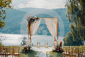 A designer wedding arch in nature.