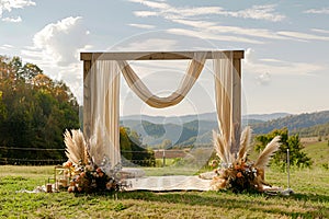 A designer wedding arch in nature.