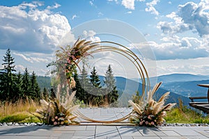 A designer wedding arch in nature.