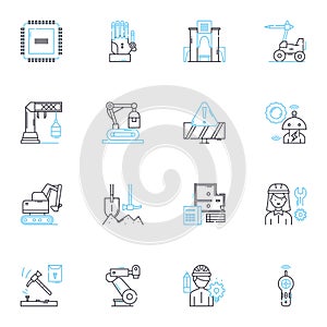 Designer work linear icons set. Typography, Color theory, Branding, Creativity, Innovation, User interface, Web design