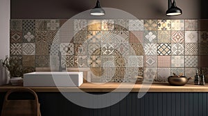 Designs Ceramic for kitchen and bathroom tiles, generative ai