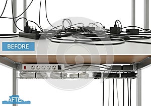 Desk cable management solution