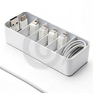 Desk cable organizer on white background