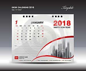 Desk Calendar for 2018 Year, january 2018,