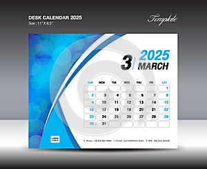 Desk Calendar 2025 year template, March 2025 template, wall calendar 2025 year, Week starts Sunday, Planner design, Stationery