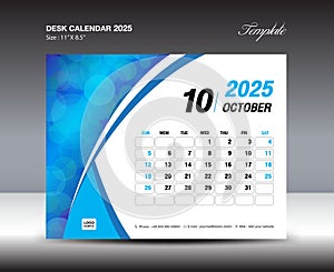 Desk Calendar 2025 year template, October 2025 template, wall calendar 2025 year, Week starts Sunday, Planner design, Stationery