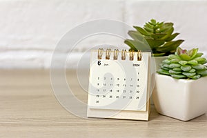 Desk calendar for June 2024. Desk calendar for planning, scheduling, assigning, organizing and managing every date