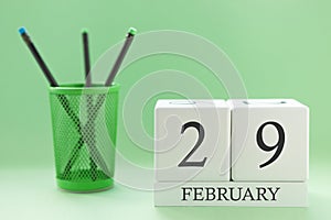 Desk calendar of two cubes for February 29