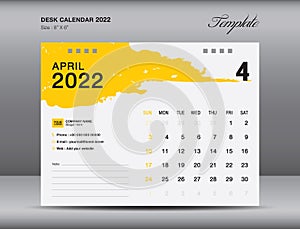 Desk calender 2022 design, Aprill month template, Calendar 2022 template, planner, simple, Wall calendar design, calendar 2022