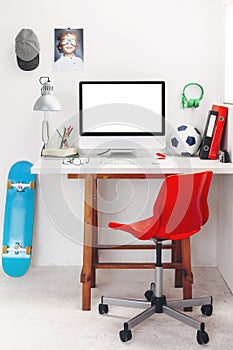 Desk in a child's bedroom.