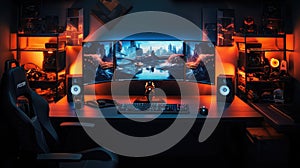 desk computer on table