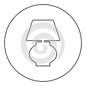 Desk lamp icon in circle round black color vector illustration image outline contour line thin style
