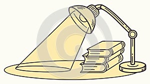 Desk Lamp Illuminating Stack of Books, Study and Learning, vector design Generative AI