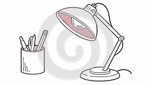 Desk Lamp with Pen Holder Workspace Organization, vector design Generative AI