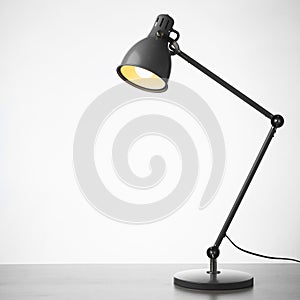 Desk lamp on the table, white background
