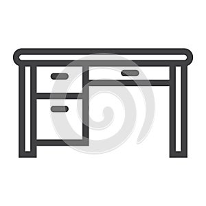 Desk line icon, Furniture and interior