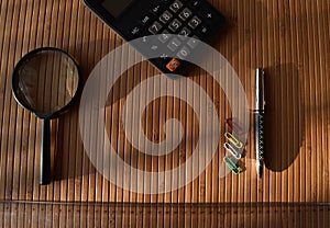 Desk material with bamboo background