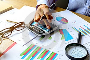 Desk office business financial accounting calculate, Graph analysis