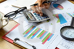 Desk office business financial accounting calculate, Graph analysis