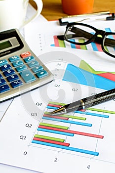 Desk office business financial accounting calculate, Graph analysis