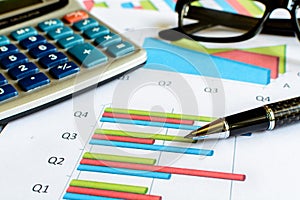 Desk office business financial accounting calculate, Graph analysis