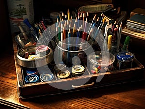 Desk organizer with writing utensils