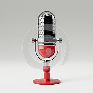 Desk Red Retro Microphone. 3d Rendering