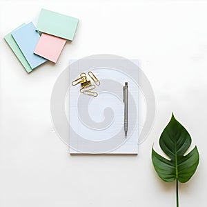 Desk Supplies with Notebook and Pen, Organized for Work