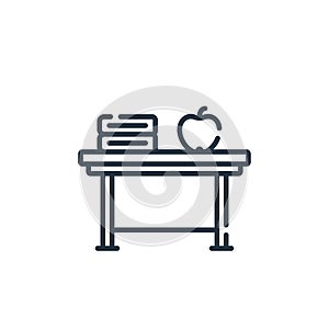 desk vector icon isolated on white background. Outline, thin line desk icon for website design and mobile, app development. Thin