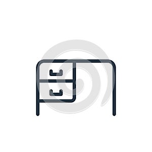 desk vector icon isolated on white background. Outline, thin line desk icon for website design and mobile, app development. Thin