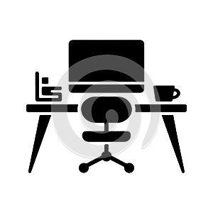 Desk Workspace Setup Solid Icon for Home Office