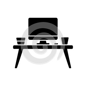 Desk Workspace Setup Solid Icon for Office Table