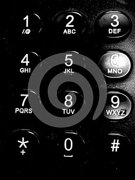 Deskphone keys in black and white background