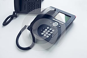 Deskphone, office and business concept.