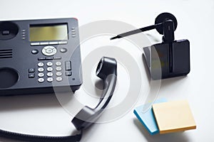 Deskphone, office and business concept.