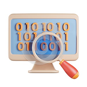 Desktop Binary Search 3D Icon