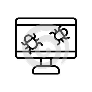 Desktop bugs cyber attack icon. Simple line, outline vector elements of hacks icons for ui and ux, website or mobile application