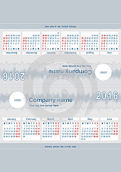 Desktop calendar for 2016