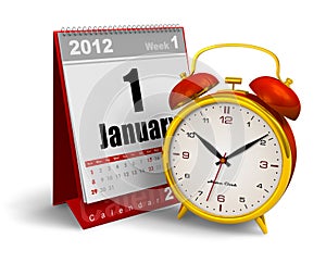 Desktop calendar and alarm clock