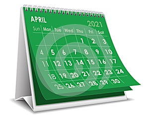 Desktop calendar April 2021 illustration