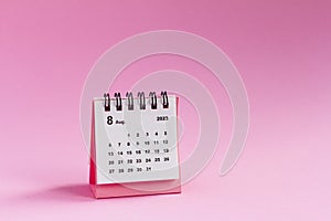 Desktop calendar for August 2023.Calendar for planning for the month.