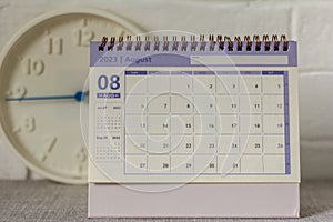 Desktop calendar for August 2023.Calendar for planning for the month.