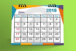 Desktop Calendar Design, June 2018