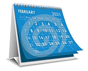 Desktop calendar February 2021 illustration