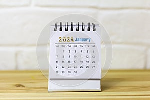 Desktop calendar for January 2024. Calendar for planning and managing each date.