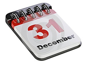 Desktop calendar with last day year 31 December
