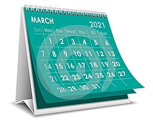 Desktop calendar March 2021 illustration