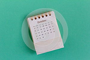 Desktop calendar for October 2023.Calendar for planning for each day.