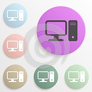 desktop computer badge color set. Simple glyph, flat vector of web icons for ui and ux, website or mobile application
