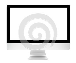 Desktop computer with blank screen isolated on white background, Clipping path.